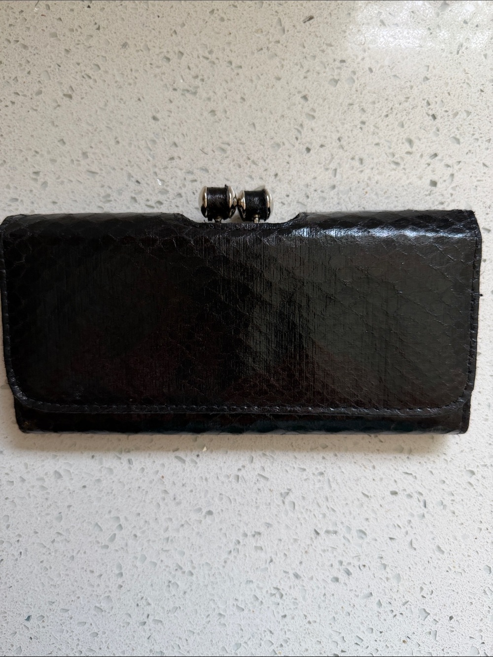 Black Textured Clasp Wallet